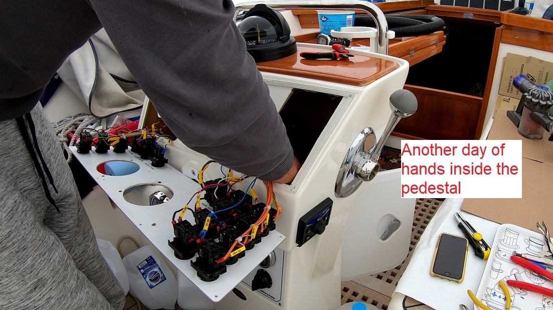 another day of wiring inside the steering pedestal