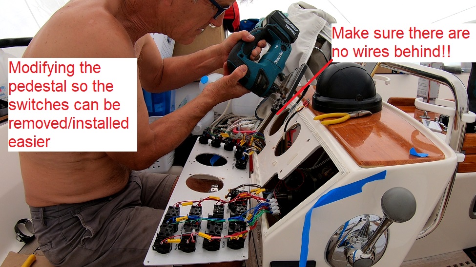 modifying the steering pedestal for better fit of the panel modifying the steering pedestal for better fit of the panel