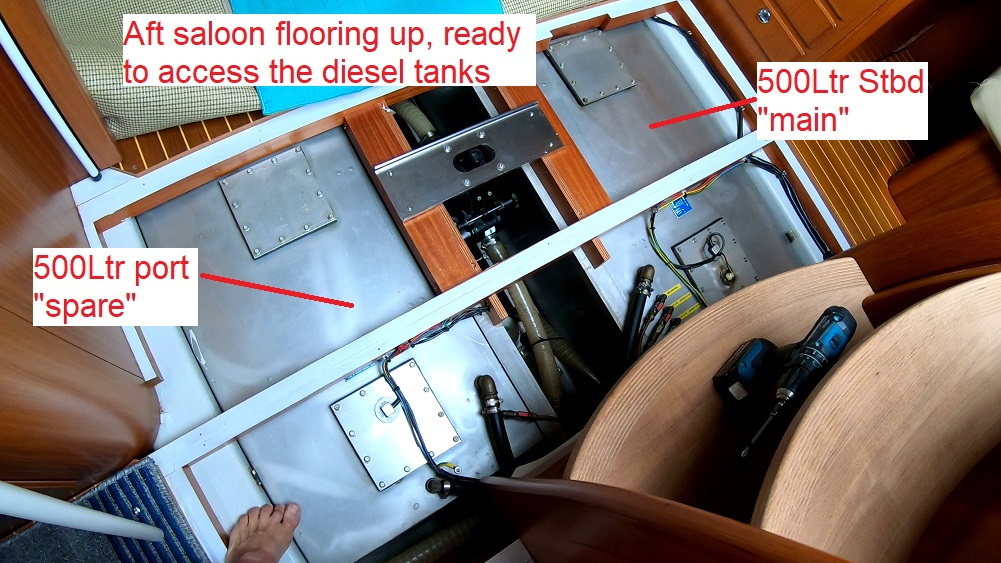 saloon flooring up to access diesel tanks