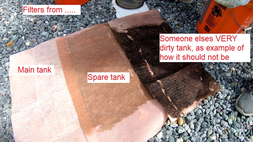 comparing filters after both diesel tanks are polished