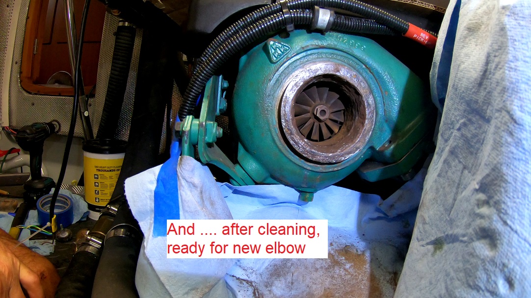 turbo after cleaning, ready for a new exhaust elbow turbo after cleaning, ready for a new exhaust elbow