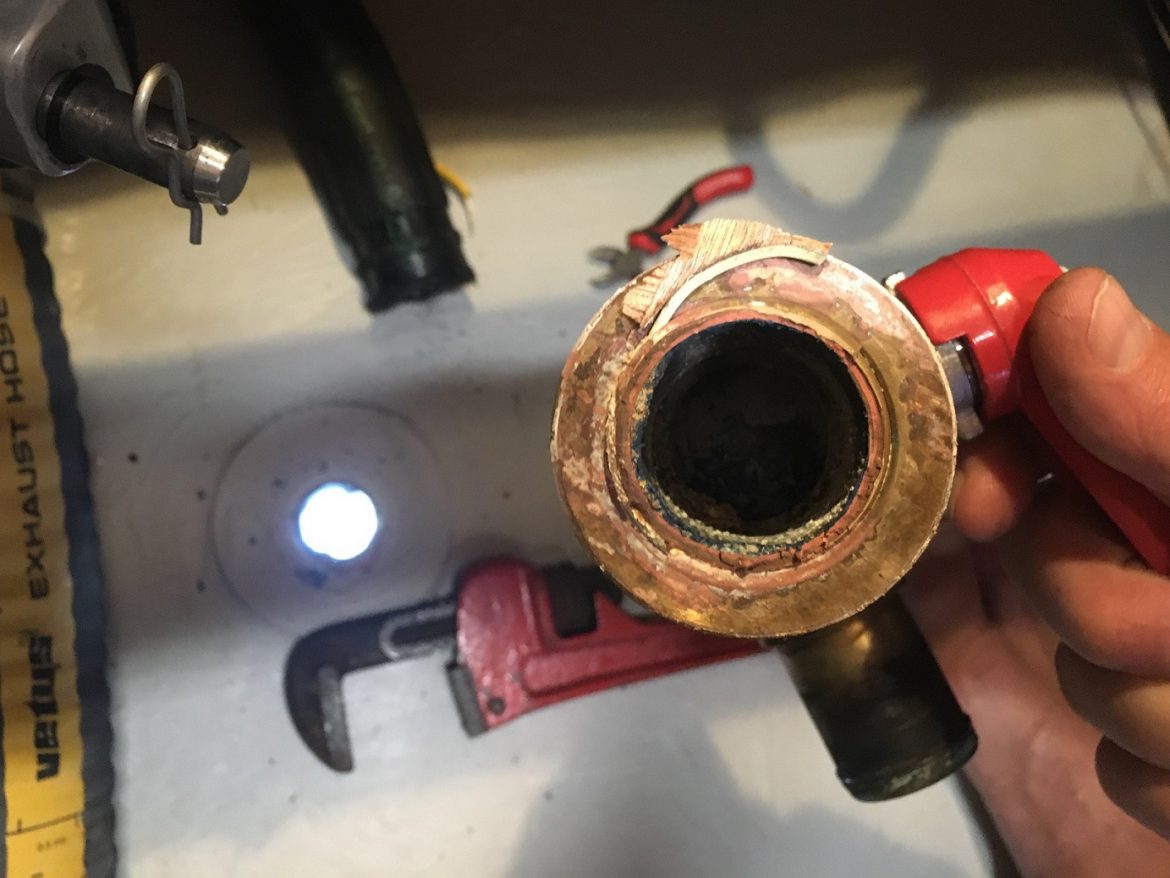 pink brassthru-hull fitting pink brass thru-hull fitting