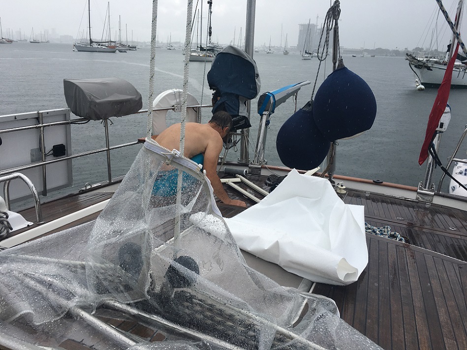 washing descks and fittings in heavy rain washing descks and fittings in heavy rain