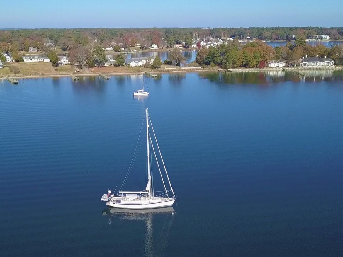 Cloudy Bay anchored at Deltaville VA Cloudy Bay anchored at Deltaville VA