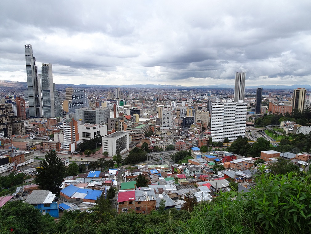 Bogota, view from mountain towards Montserrate Bogota, view from mountain towards Montserrate